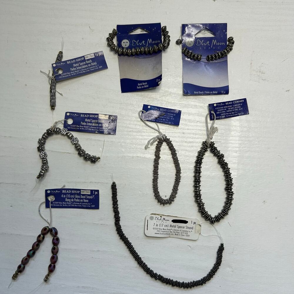 Blue Moon Beads Glass Metal Spacer Bead Lot of 8